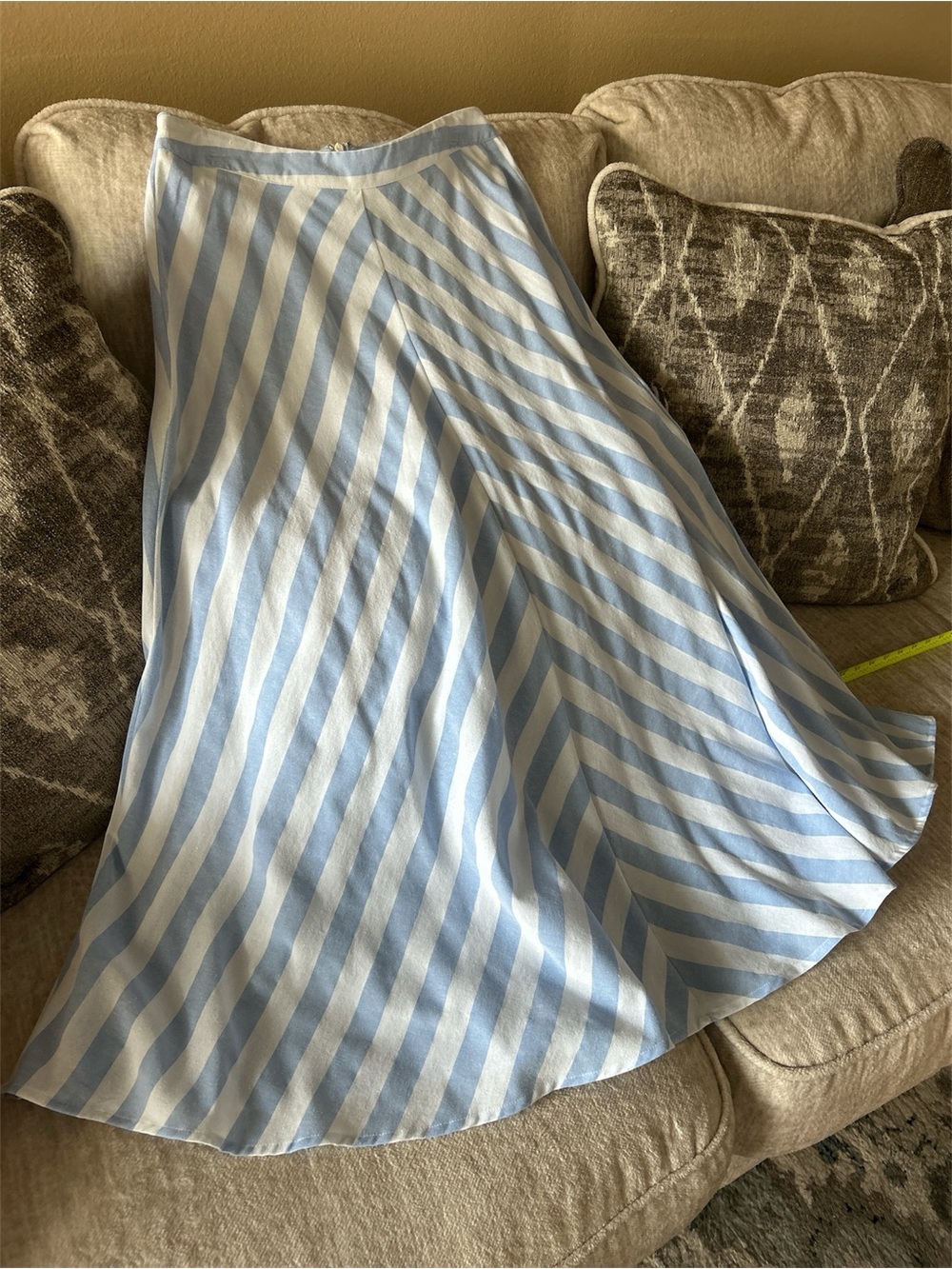 Mustard Seed Light Blue & White Striped Circle Skirt